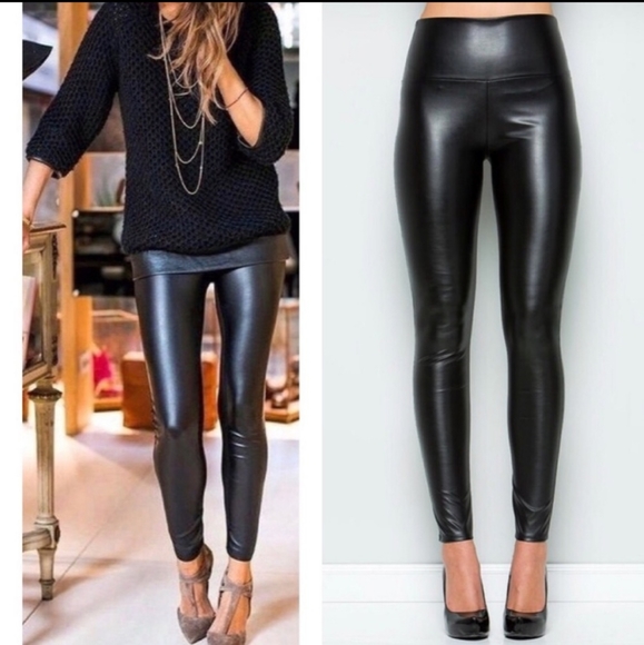 Pants - Black Faux Leather Leggings